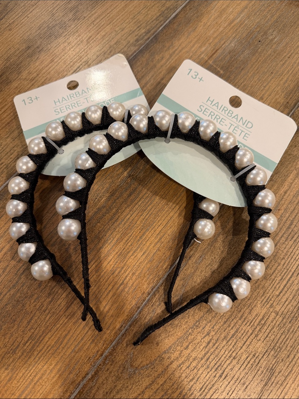 NEW! (1) Elegant Black & Ivory Pearl Beaded Headband - Picture 5 of 5